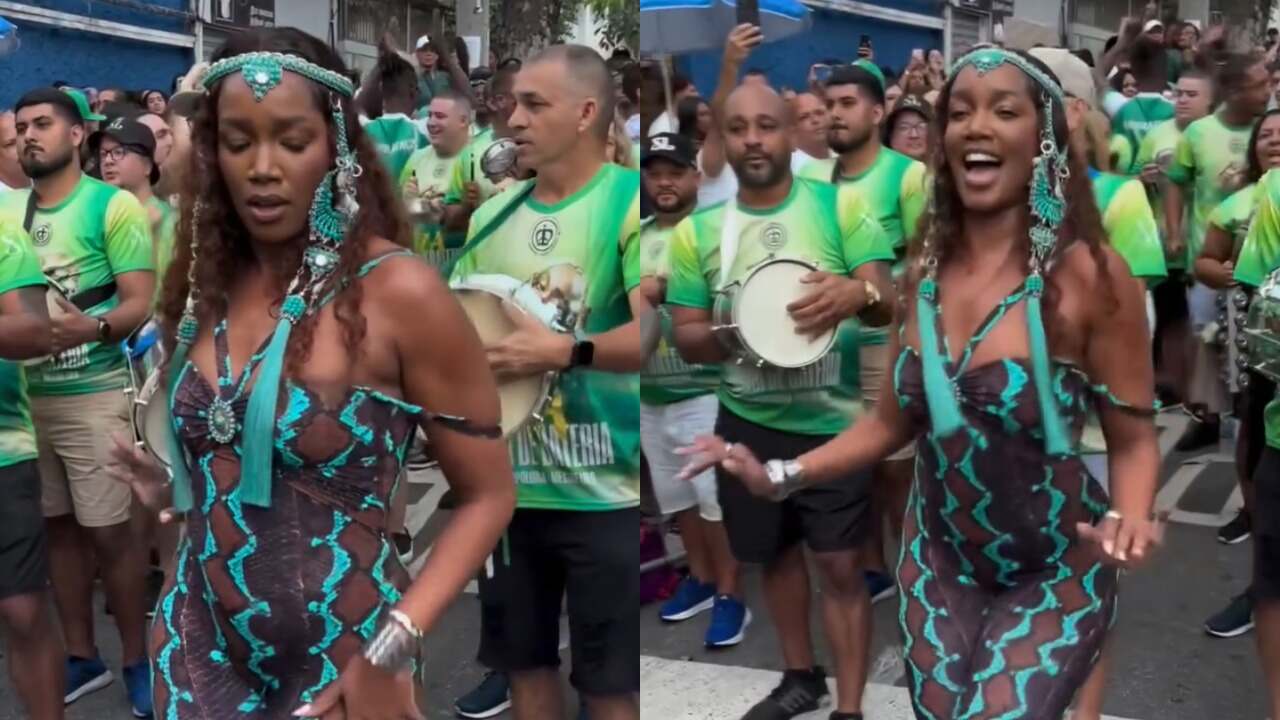 Iza participa do 1º ensaio de rua da Imperatriz Leopoldinense após ser anunciada como rainha de bateria