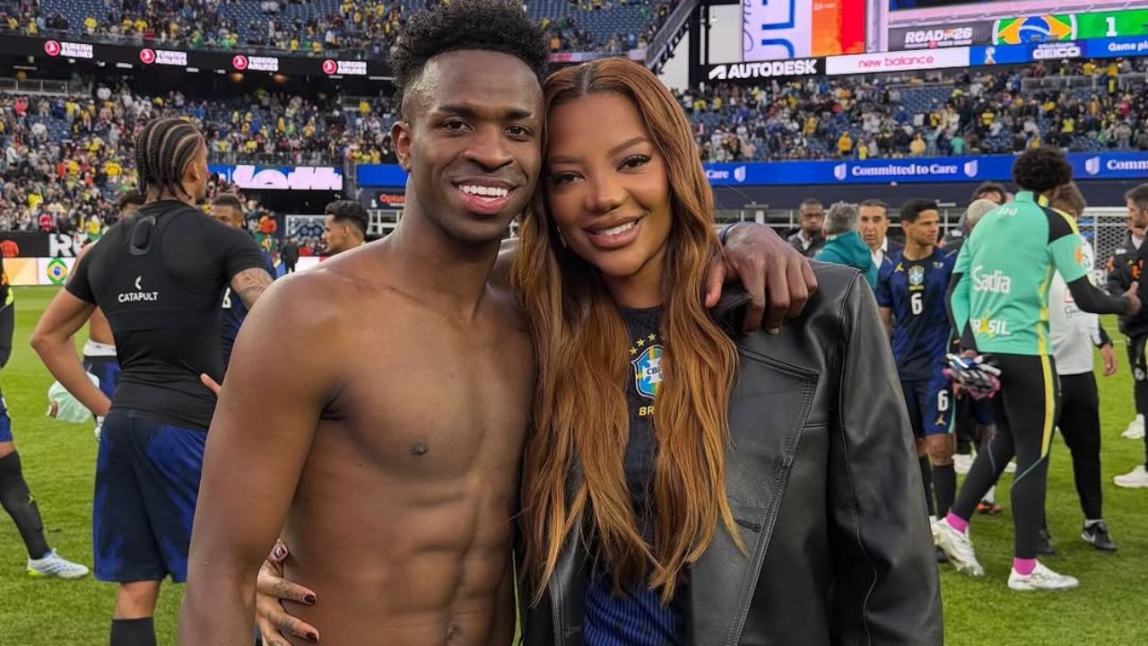 Ludmilla posa ao lado de Vini Jr. após amistoso do Brasil contra a França, nos Estados Unido
