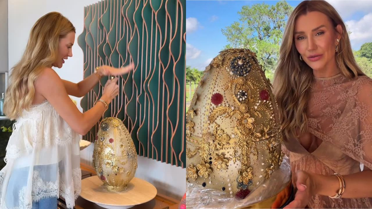 Ana Paula Siebert ignora as críticas e abre ovo de Páscoa avaliado em R$ 20 mil