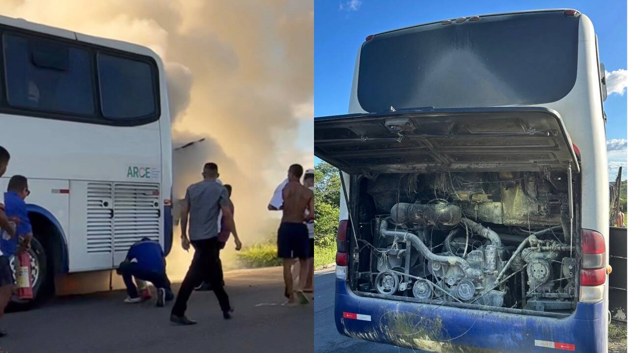 Ônibus que levava torcedores do Fortaleza a Salvador tem princípio de incêndio; não há feridos