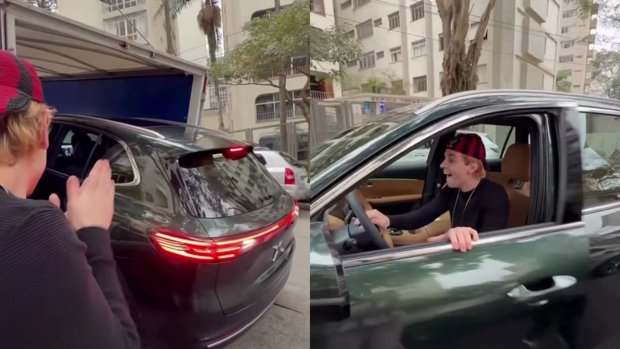 Juliano Floss recebe carro que ganhou no BBB 26 mas não pode dirigir: ‘Não tenho CNH ainda’